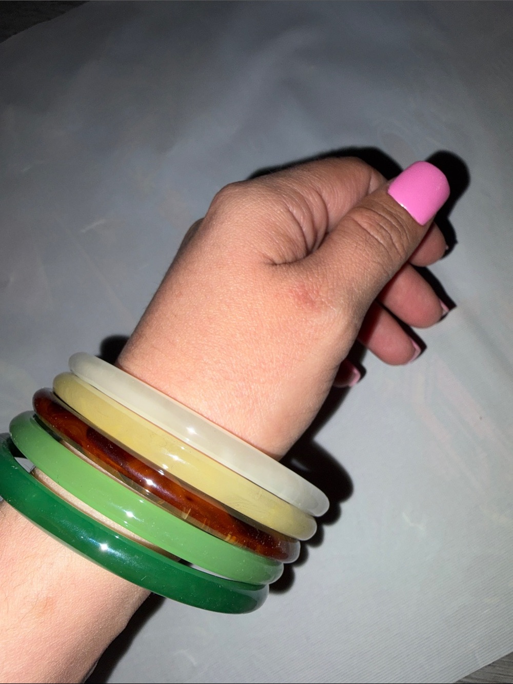Stacked Green and Yellow Resin Bangle Bracelet Set - Women Jewelry
